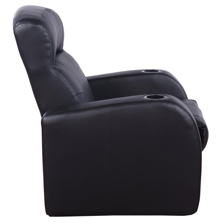 Cyrus - Upholstered Track Arm Recliner - Black by CoasterEssence | Bel Furniture