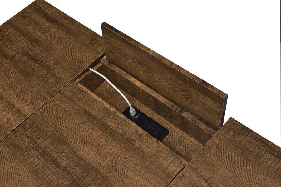 Sheeran - Writing Desk With Storage - Rustic Amber by CoasterEveryday | Bel Furniture