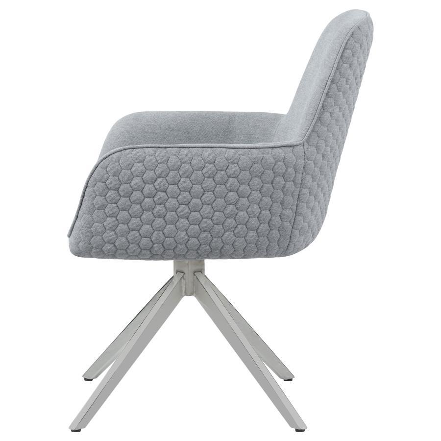 Abby - Fabric Upholstered Swivel Dining Arm Chair - Light Gray by CoasterElevations | Bel Furniture