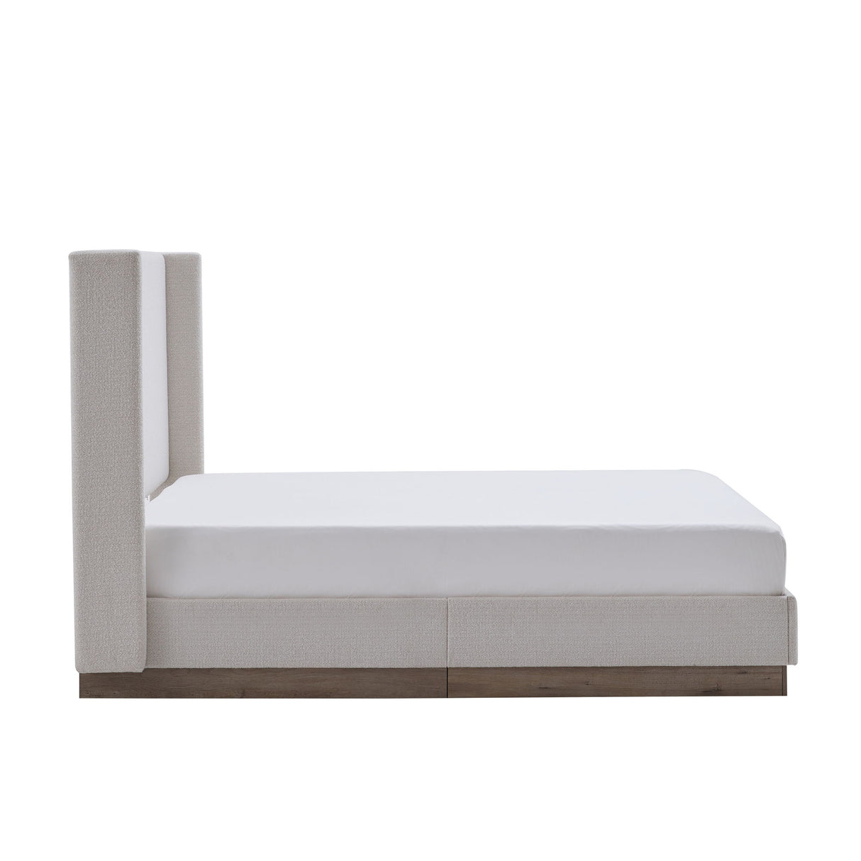 Hosford - Minimalist Upholstered Wingback Bed With Wood Base Platform