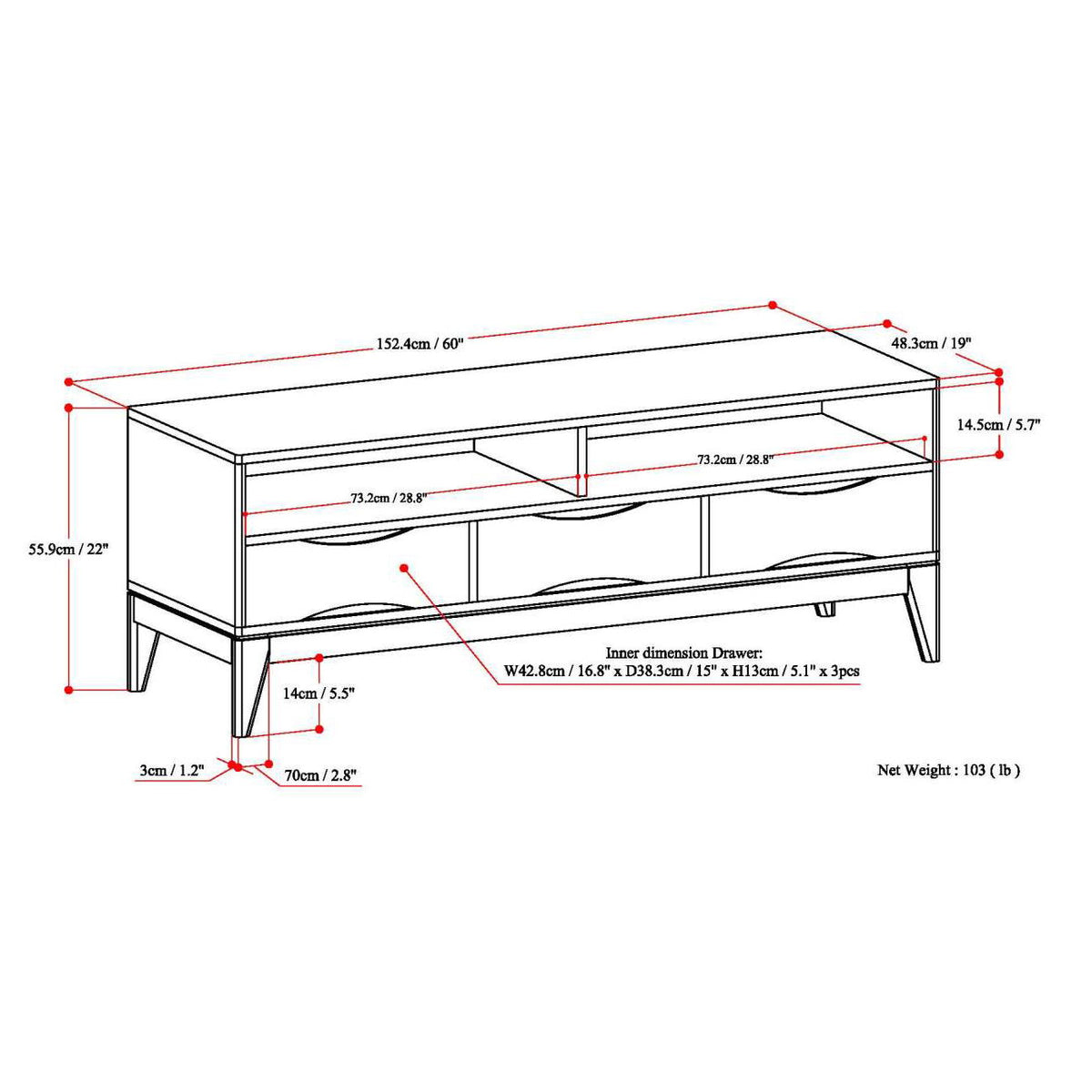 Harper - TV Media Stand - White
