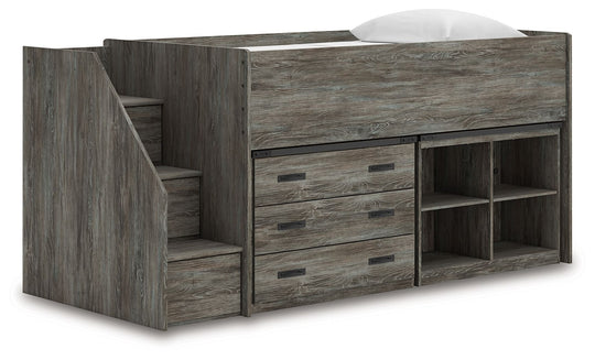 Frandern - Loft Bed Gray Twin Bookcase, Drawers by Signature Design by Ashley® | Bel Furniture
