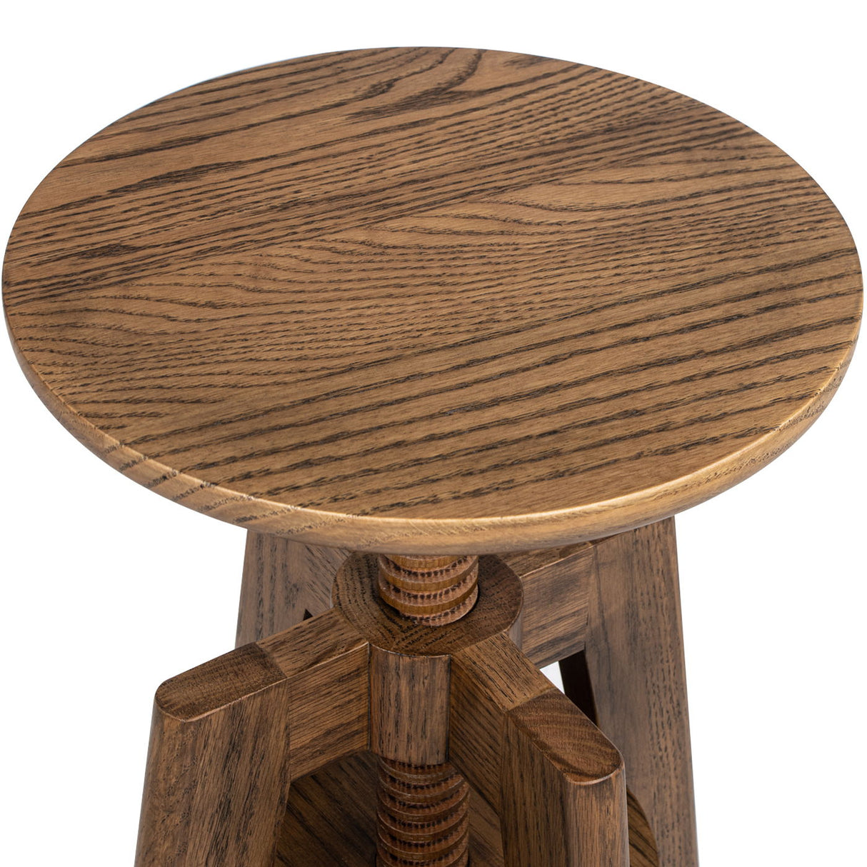 Spencer - Minimalist Oak Adjustable Bar Counter Stool - Walnut Brown Oak by Jennifer Taylor Home | Bel Furniture