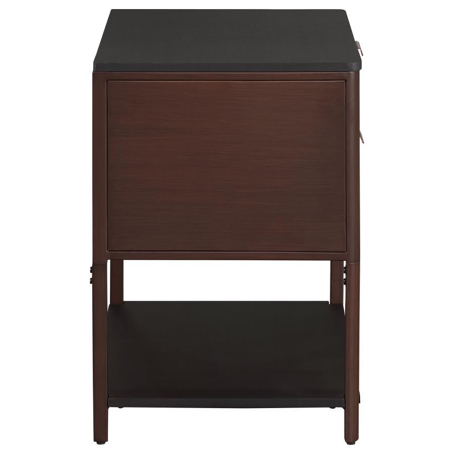 Zimmerlee - 2-Drawer Side Table with Shelf - Rust Brown by Coaster Fine Furniture | Bel Furniture
