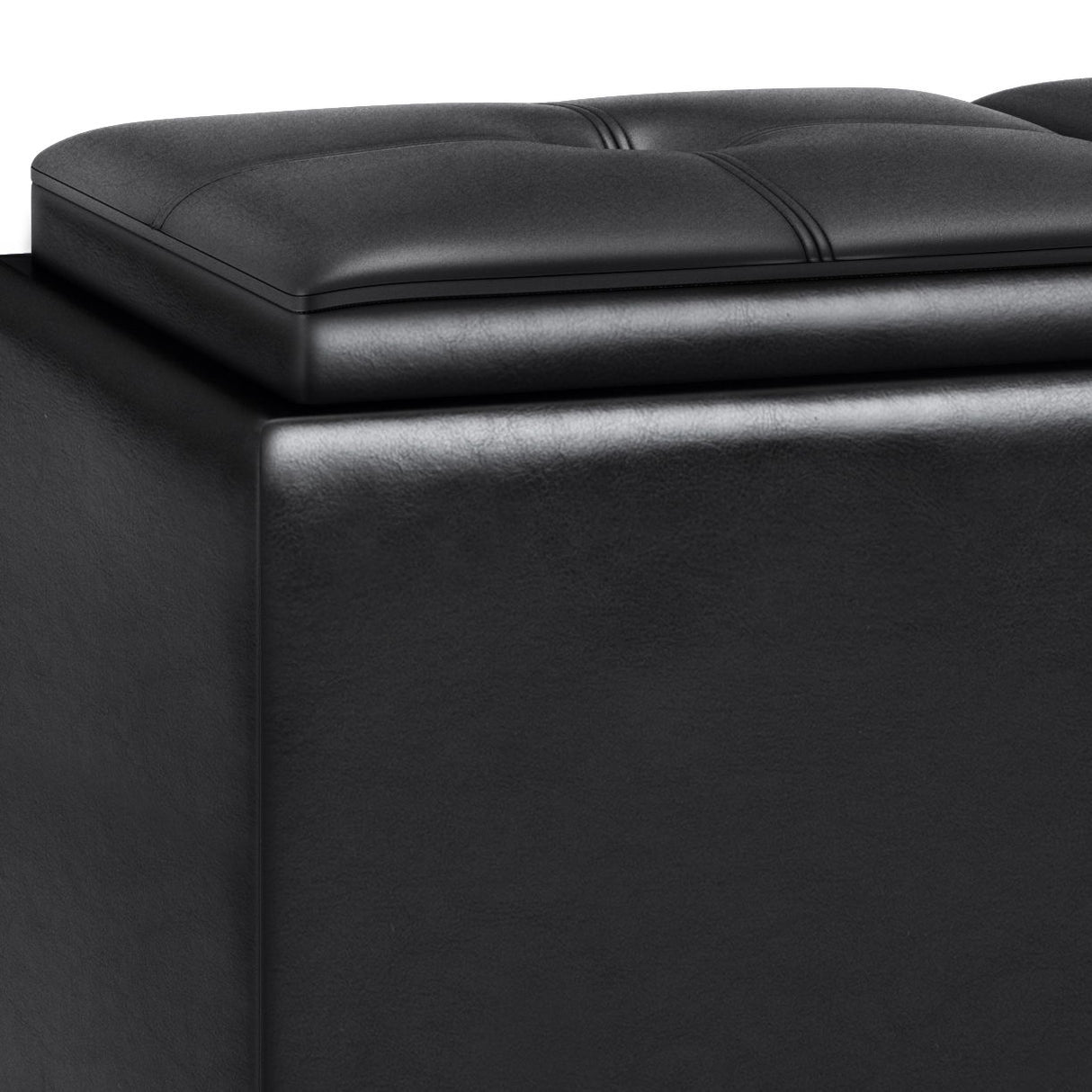 Avalon - Tray Storage Ottoman With Lift Up Lids - Midnight Black by Simpli-Home | Bel Furniture