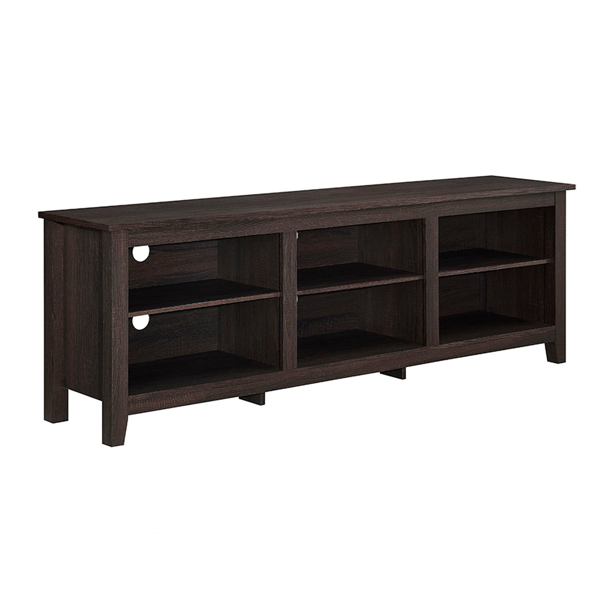 Modern Transitional 3 Shelf Open Storage 70" TV Stand For 80" TVs Dark Brown None by Walker Edison | Bel Furniture