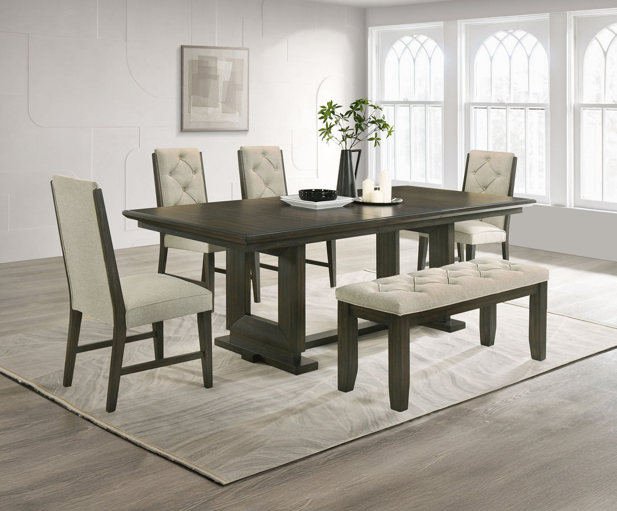 Herbert - Dining Room Set Dark Brown 6 Pc. Table, 4 Chairs, Bench by Crown Mark | Bel Furniture