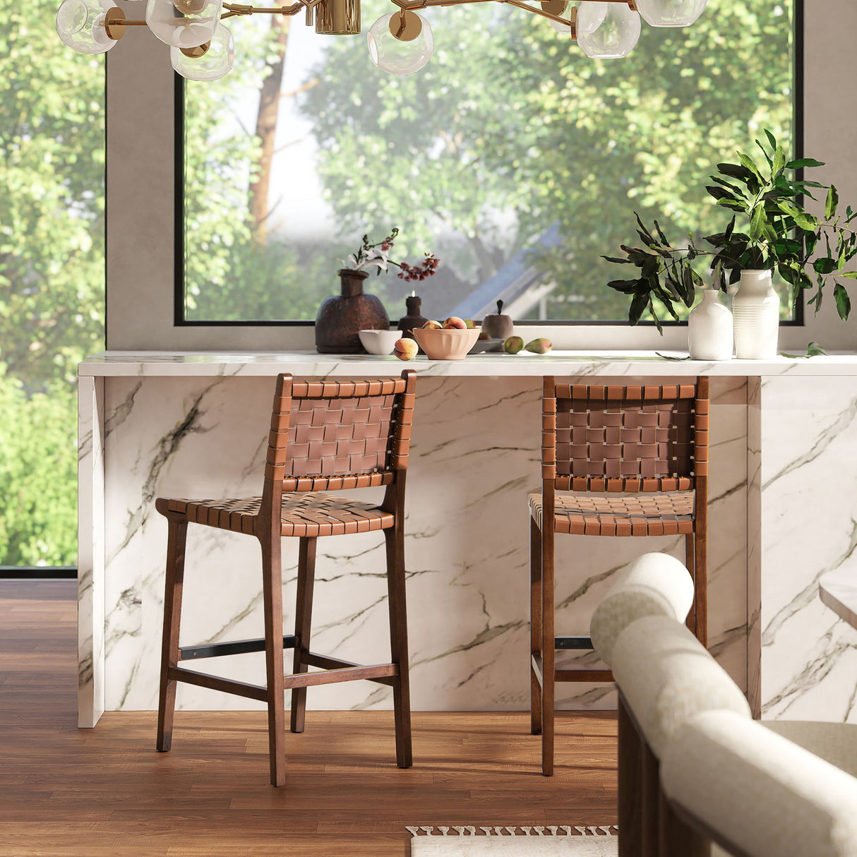 Andre - Counter Stool With Back - Pecan Brown by Jennifer Taylor Home | Bel Furniture