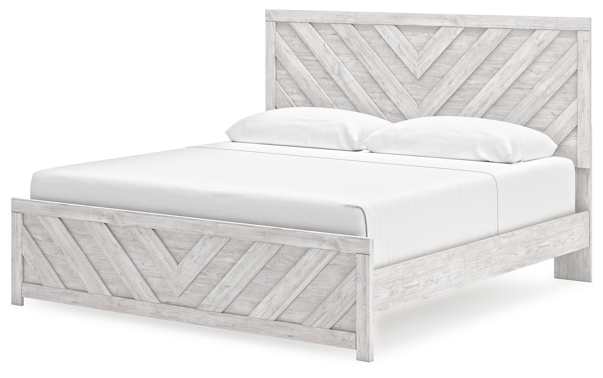 Cayboni - King Panel Bed - Whitewash