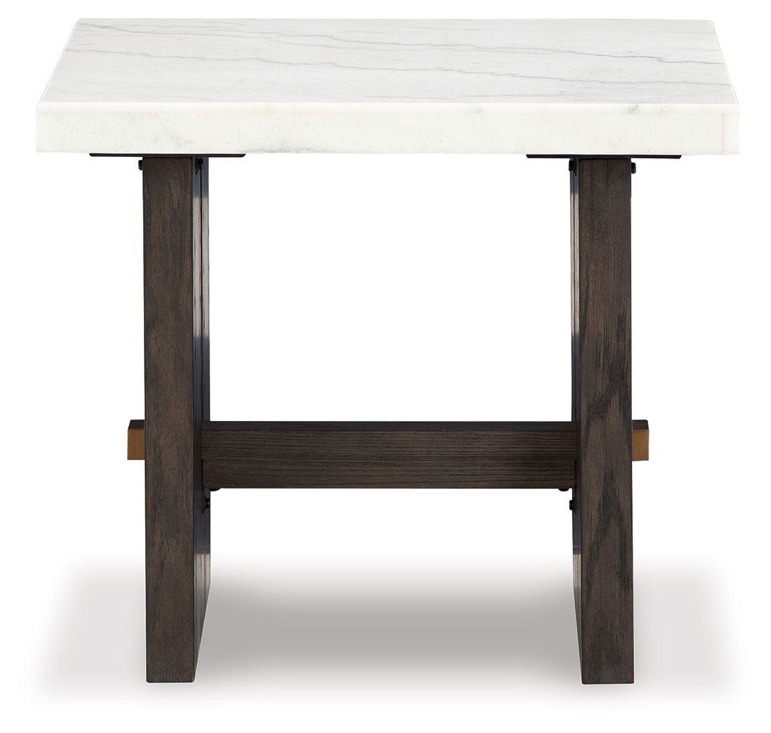 Burkhaus - White / Dark Brown - Rectangular End Table by Signature Design by Ashley® | Bel Furniture