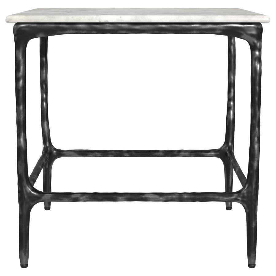 Ebby - Square Genuine Marble Top Metal End Table - White by Coaster Fine Furniture | Bel Furniture