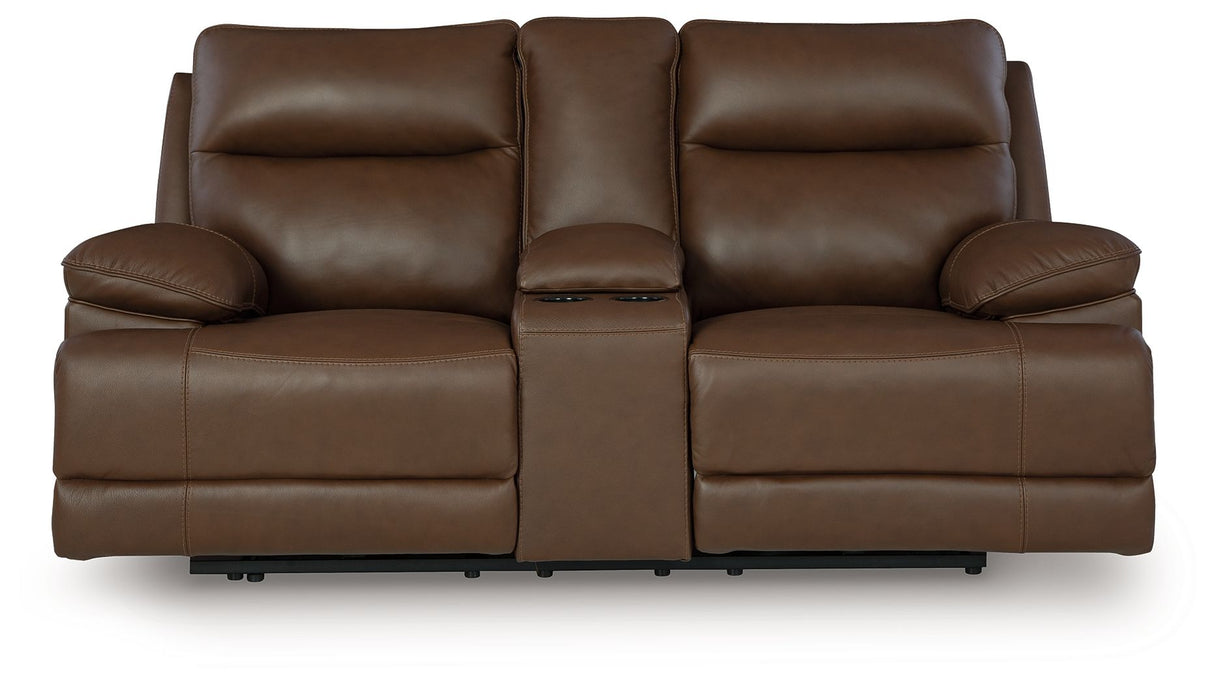 Vonryan - Tobacco - Power Reclining Loveseat With Console / Adj Headrest by Signature Design by Ashley® | Bel Furniture