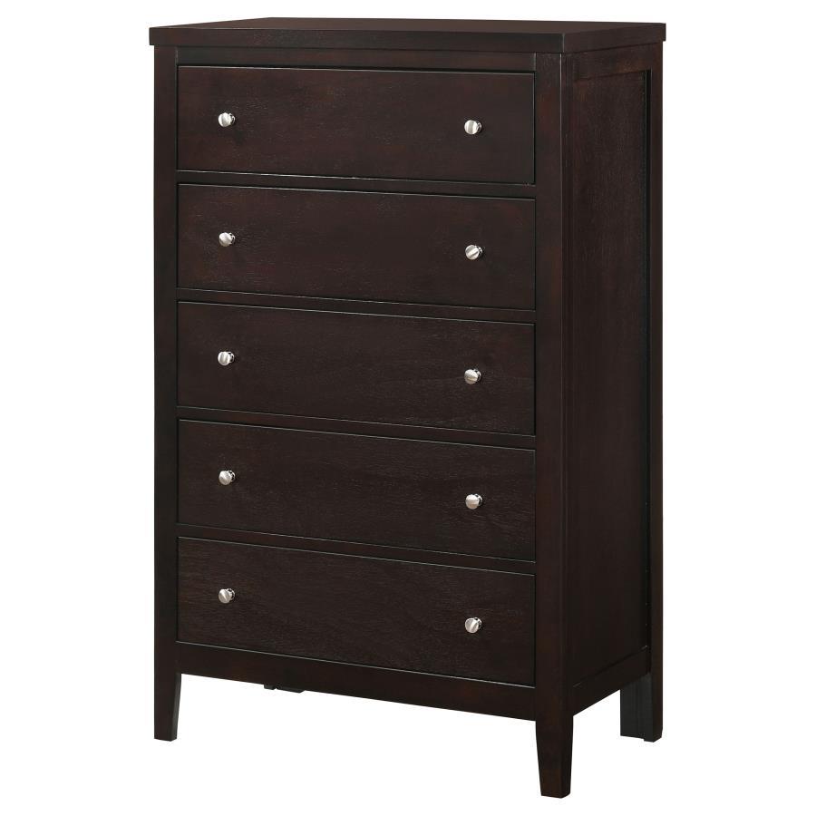 Carlton - 5-Drawer Bedroom Chest - Cappuccino by CoasterEveryday | Bel Furniture