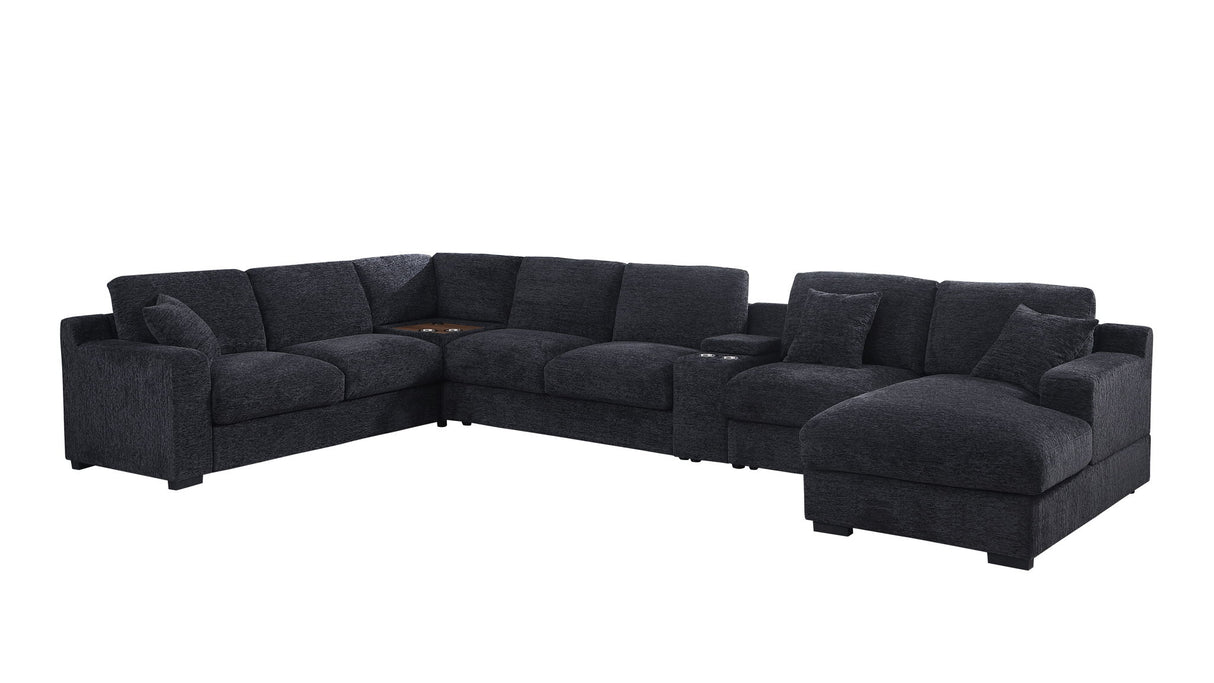 Celine - Chenille Fabric Corner Sectional Sofa With Right-Facing Chaise, Cupholders, And Charging Ports by Lilola Home | Bel Furniture