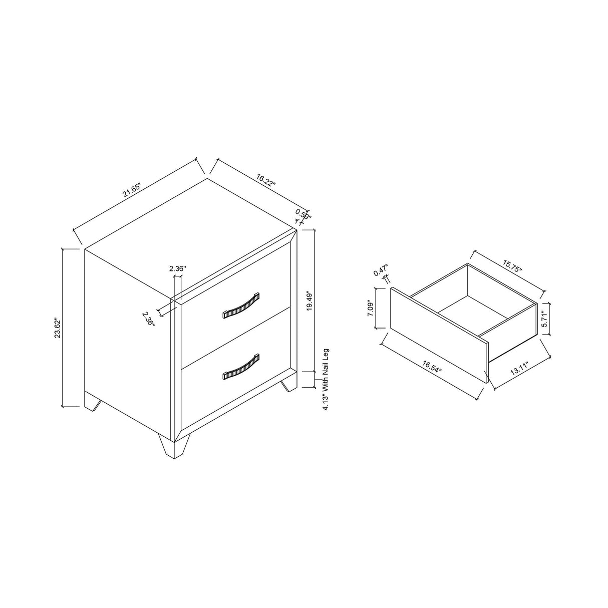 Carlos - 5 Pieces Queen Bedroom Set, Modern Design - Black