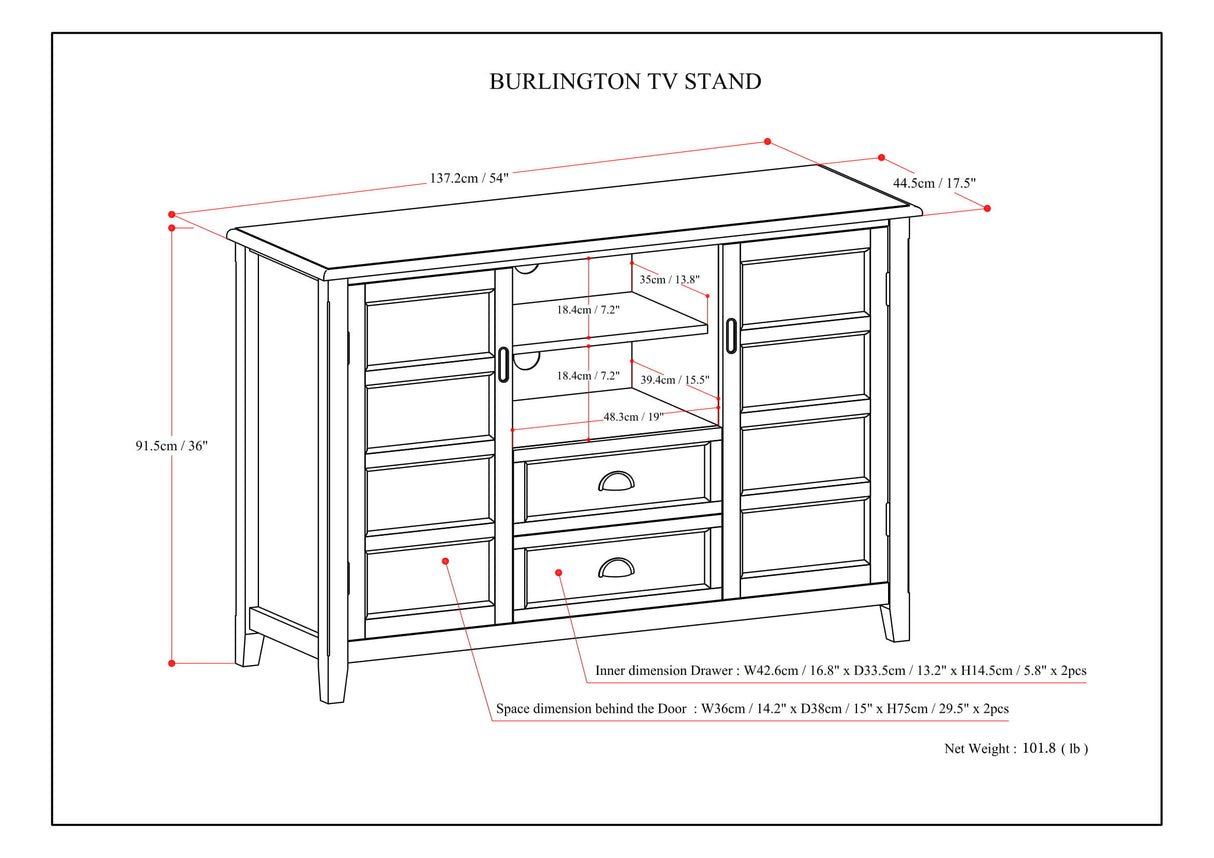 Burlington - Handcrafted Tall TV Media Stand by Simpli-Home | Bel Furniture