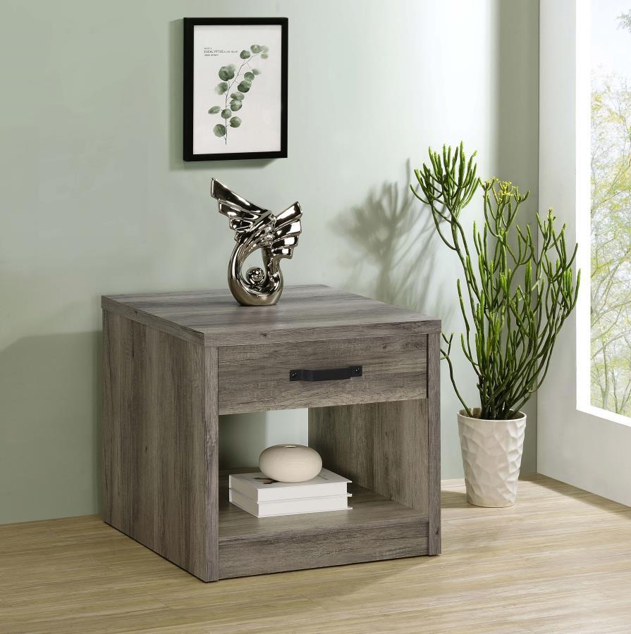 Felix - 1-Drawer Engineered Wood Side End Table - Gray Driftwood by Coaster Fine Furniture | Bel Furniture