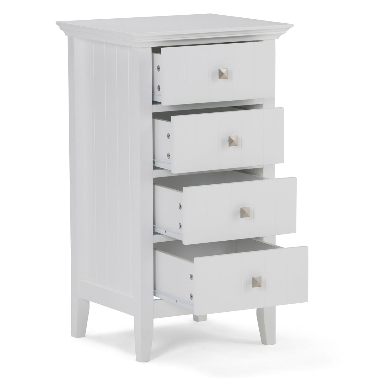 Acadian - Four Drawer Floor Storage Cabinet - Pure White by Simpli-Home | Bel Furniture