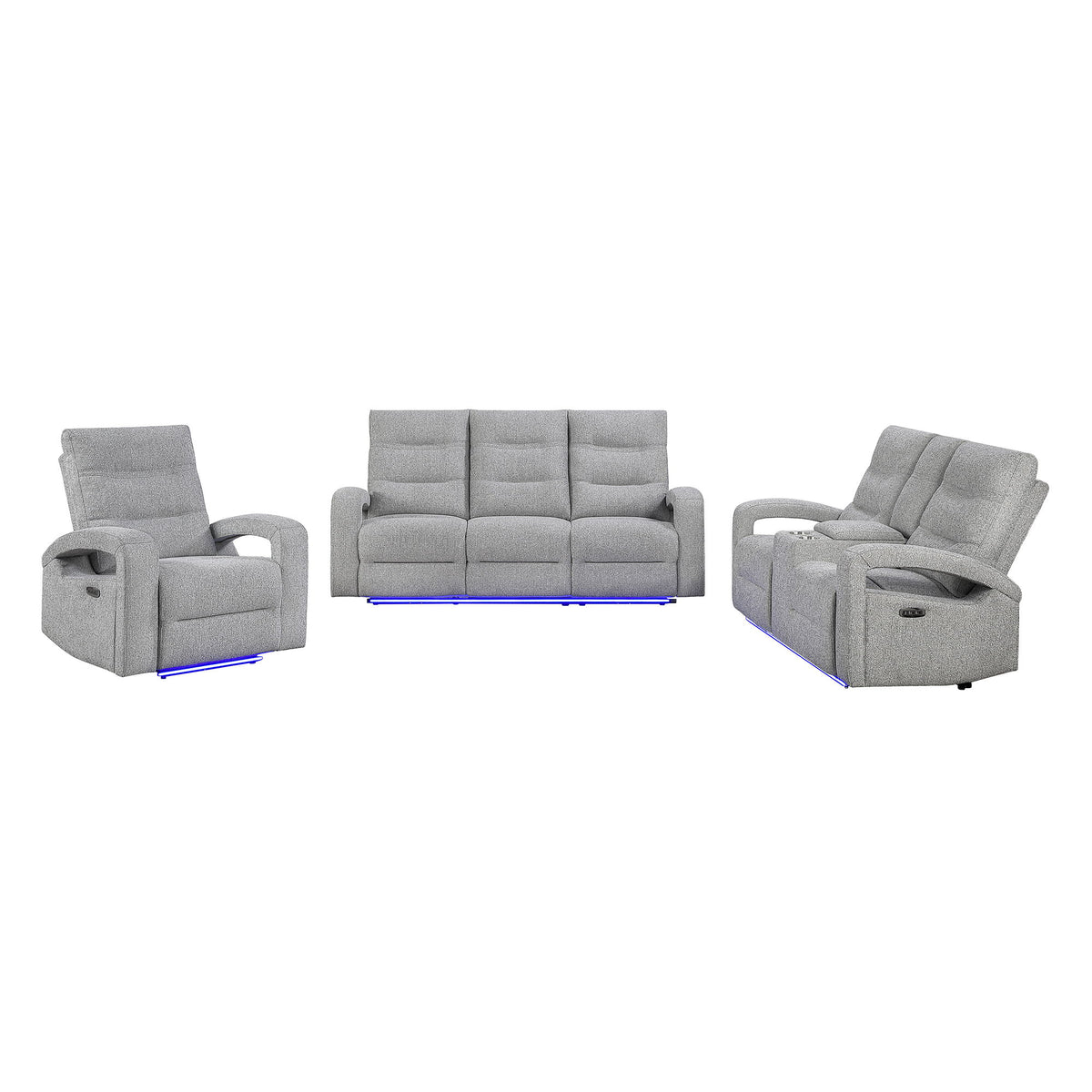 Isolde - Power Reclining Sofa, LED Lighting - Gray
