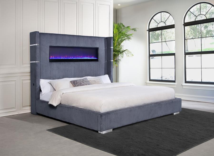 Tisdall - Upholstered Fireplace Bed by Coaster Fine Furniture | Bel Furniture