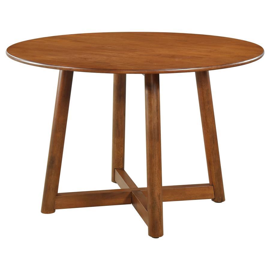 Dinah - 5 Piece Round Solid Wood Dining Set - Walnut by Coaster Fine Furniture | Bel Furniture