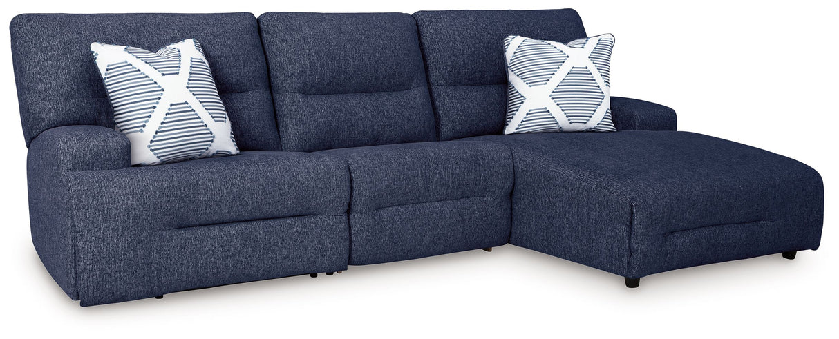 Acklen Place - Reclining Sectional Blue 3 Pc. Power Reclining Sectional With RAF Power Reclining Back Chaise by Signature Design by Ashley® | Bel Furniture