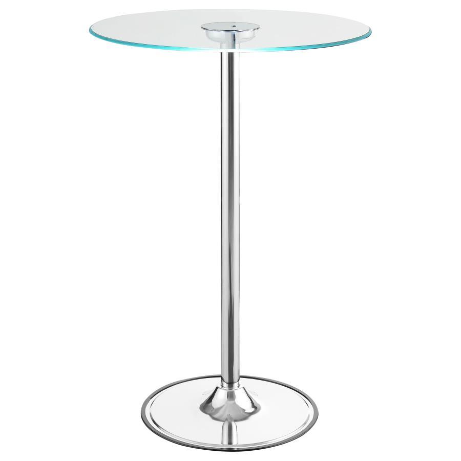 Thea - Round Glass Top LED Bistro Bar Table - Chrome by CoasterEssence | Bel Furniture