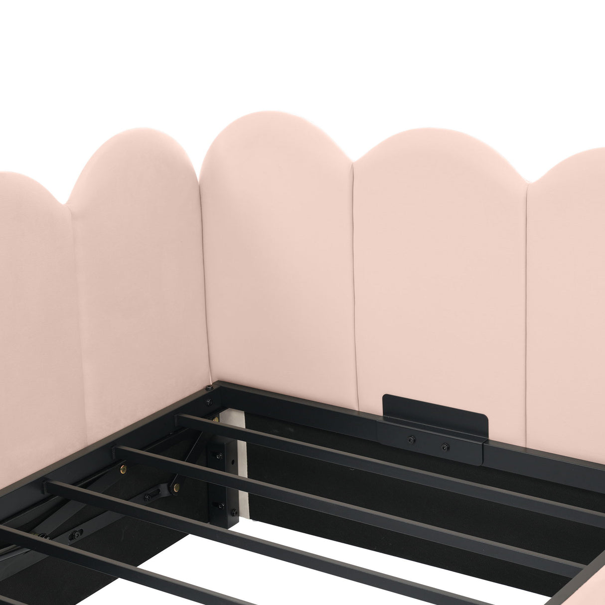 Upholstered Daybed With Metal Slatted Base