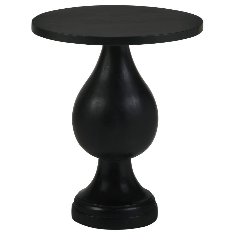 Dianella - Round Pedestal Base Accent Side Table Black by CoasterEssence | Bel Furniture