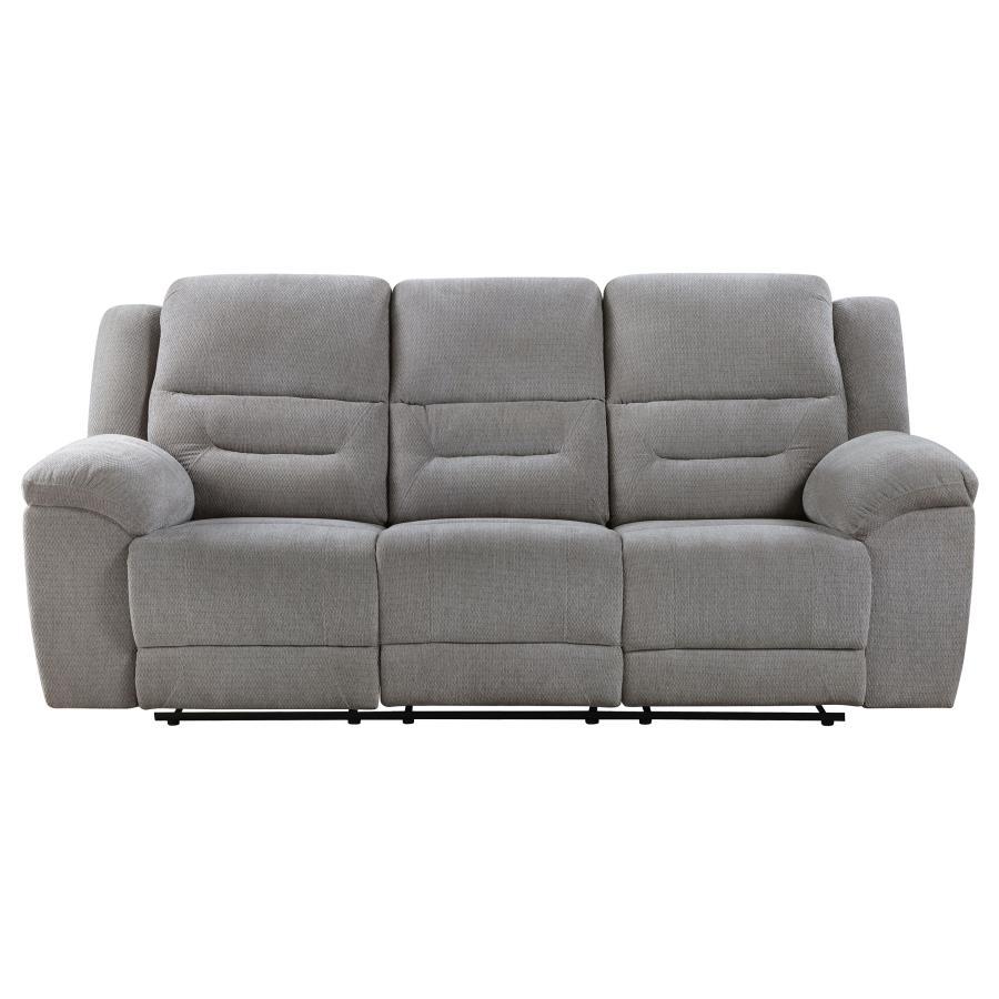 Gilson - Chenille Upholstered Reclining Sofa - Gray by Coaster Fine Furniture | Bel Furniture