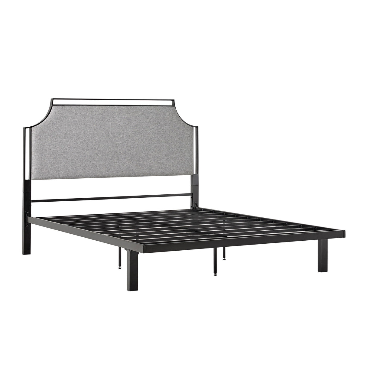 Bed Traditional Upholstered Metal Dark Gray Queen by Walker Edison | Bel Furniture