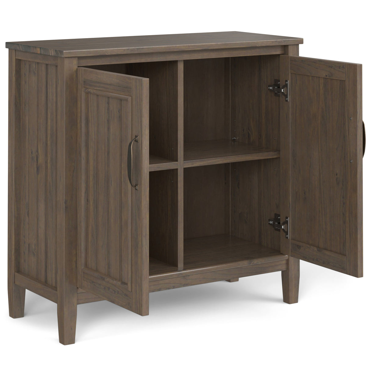 Lev - Low Storage Cabinet - Smoky Brown by Simpli-Home | Bel Furniture