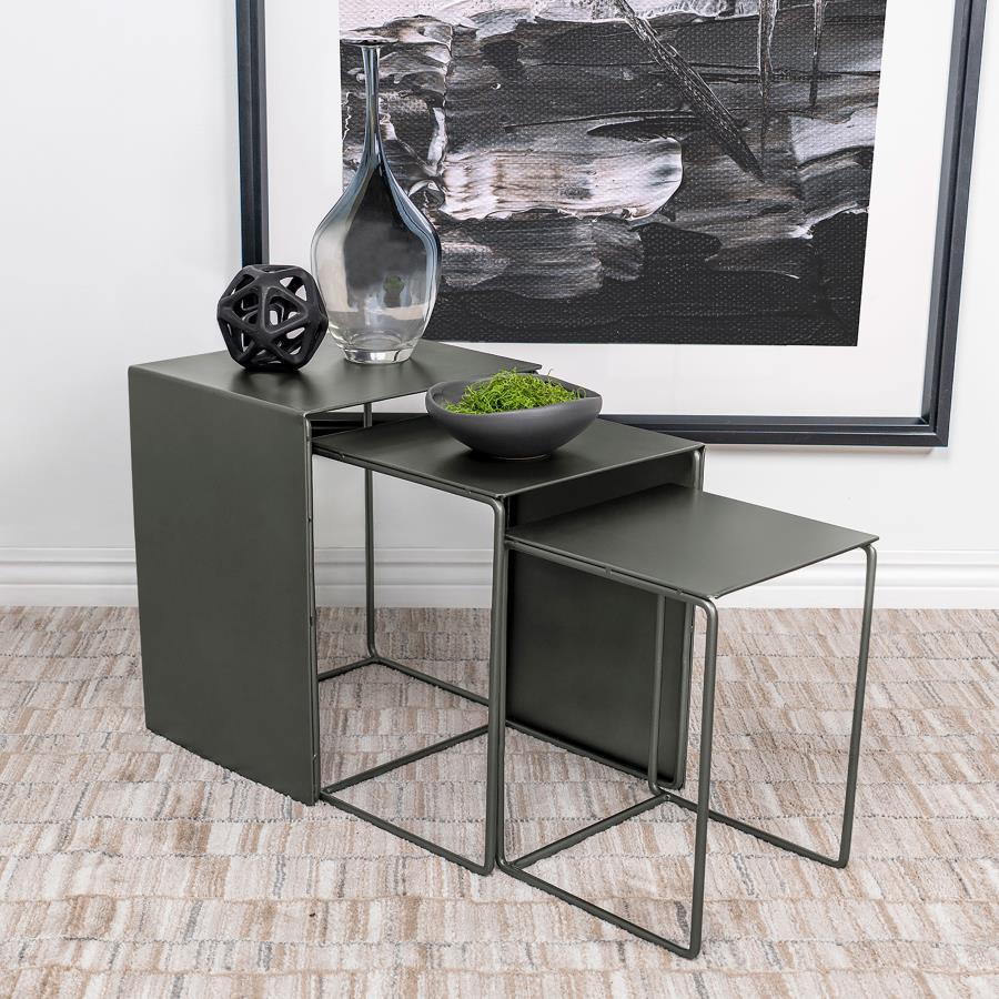 Imez - 3 Piece Rectangular Metal Nesting Table Set - Gray by Coaster Fine Furniture | Bel Furniture