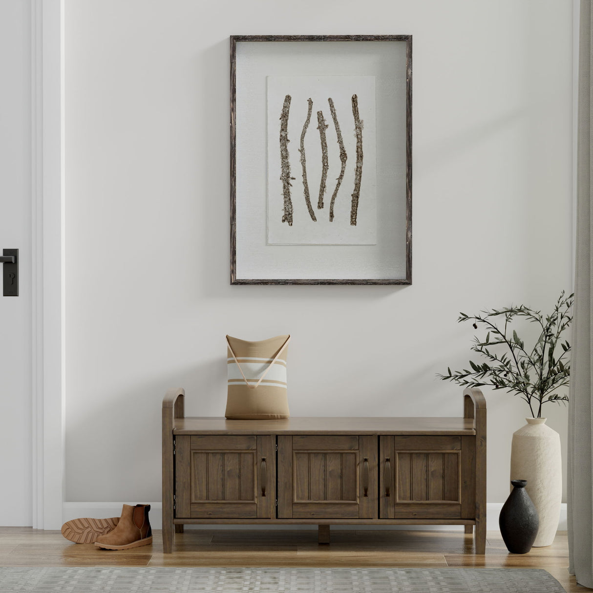 Lev - Entryway Storage Bench - Smoky Brown by Simpli-Home | Bel Furniture