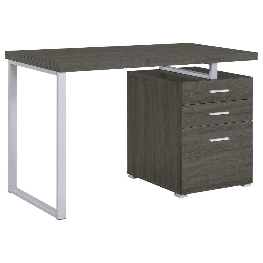 Brennan - 3-Drawer Office Computer Desk Dark Gray by CoasterEveryday | Bel Furniture