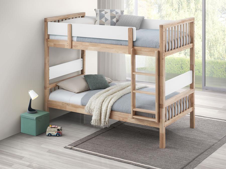 Dakota - Wood Twin Over Twin Bunk Bed - Natural by Coaster Fine Furniture | Bel Furniture