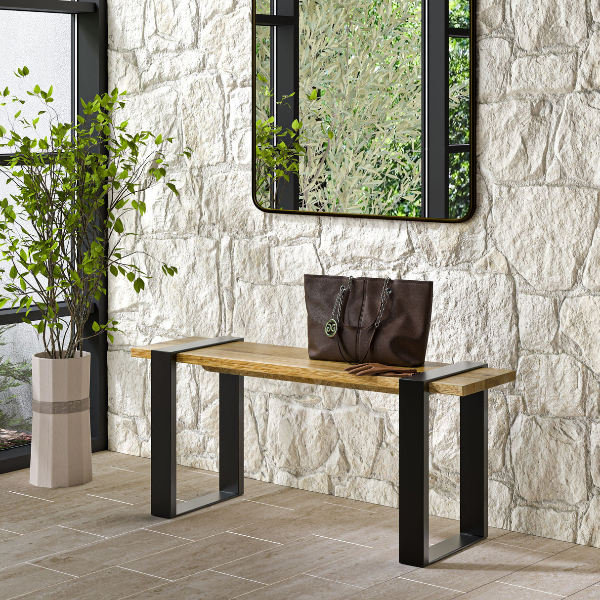 Nessa - Bench - Natural by Simpli-Home | Bel Furniture