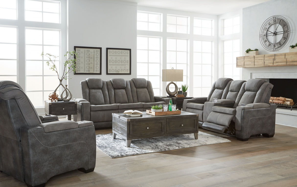 Next-Gen Durapella - Power Reclinering Living Room Set Dark Gray 3 Pc. Power Sofa, Loveseat, Recliner by Signature Design by Ashley® | Bel Furniture