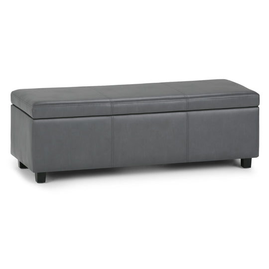 Avalon - Multifunctional Storage Ottoman Bench Dark Gray 48.4"W x 18.1"D x 16.1"H Faux Leather by Simpli-Home | Bel Furniture