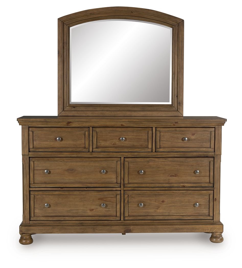 Feddinger - Medium Brown - Dresser And Mirror by Signature Design by Ashley® | Bel Furniture