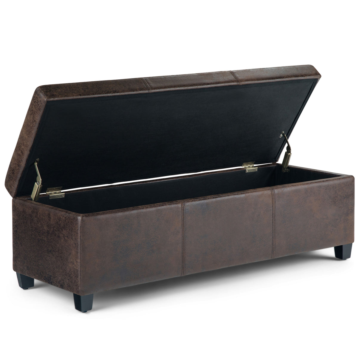Avalon - Storage Ottoman Bench - Distressed Brown by Simpli-Home | Bel Furniture