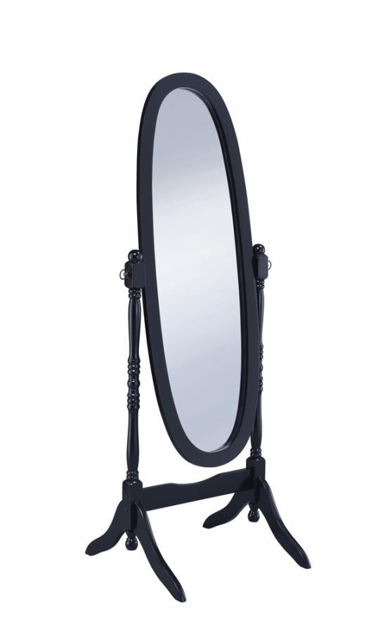 Foyet - Wood Adjustable Length Cheval Mirror Black by CoasterEveryday | Bel Furniture