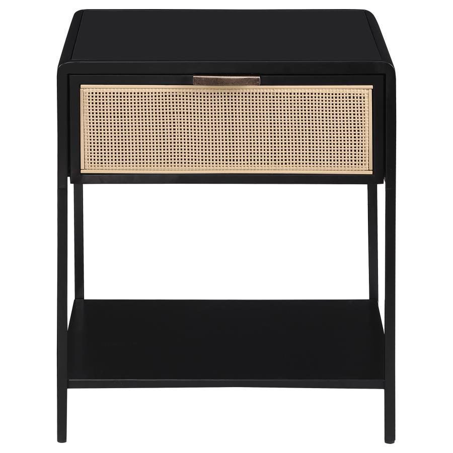 Amherst - 1-Drawer Radio Weave Rattan Metal Side Table by Coaster Fine Furniture | Bel Furniture
