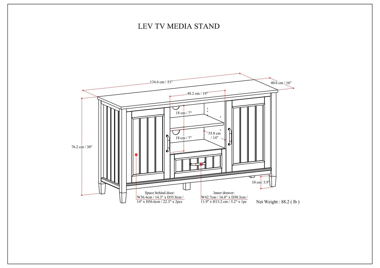 Lev - TV Media Stand - Smoky Brown by Simpli-Home | Bel Furniture