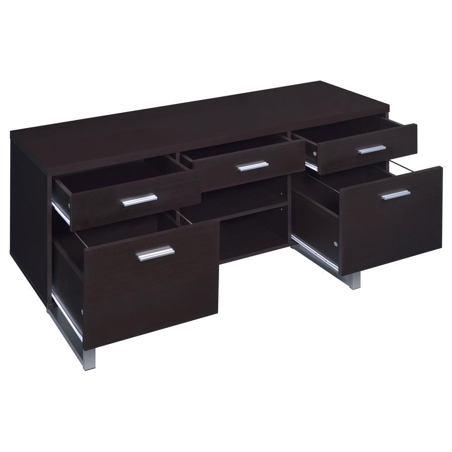 Lawtey - 5-Drawer Home Office Storage Credenza - Cappuccino by CoasterEveryday | Bel Furniture