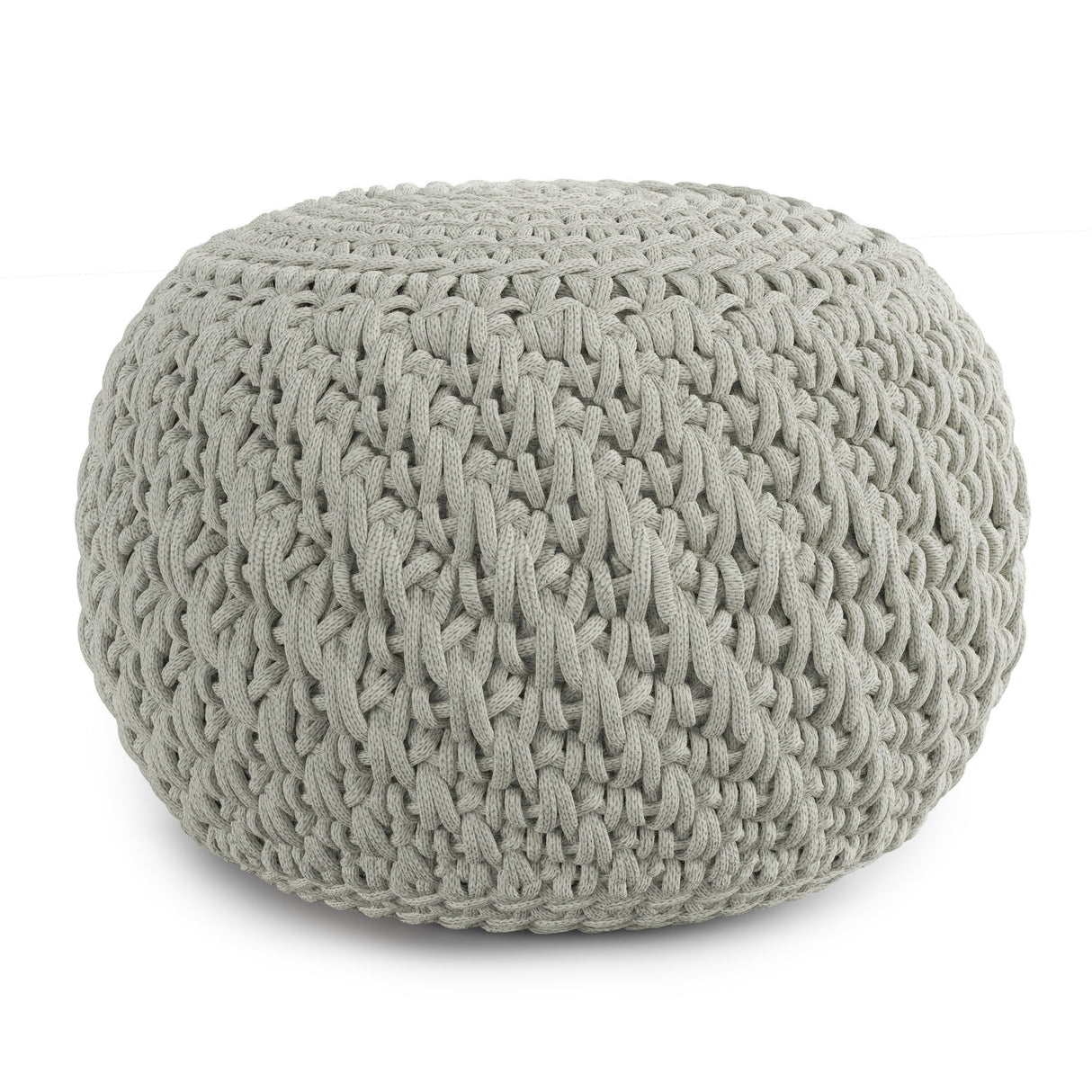 Nisi - Round Knitted Outdoor / Indoor Pouf - Light Gray by Simpli-Home | Bel Furniture