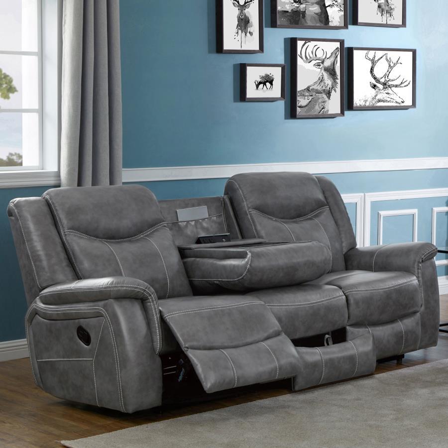 Conrad - Upholstered Padded Arm Motion Sofa - Gray by CoasterEveryday | Bel Furniture
