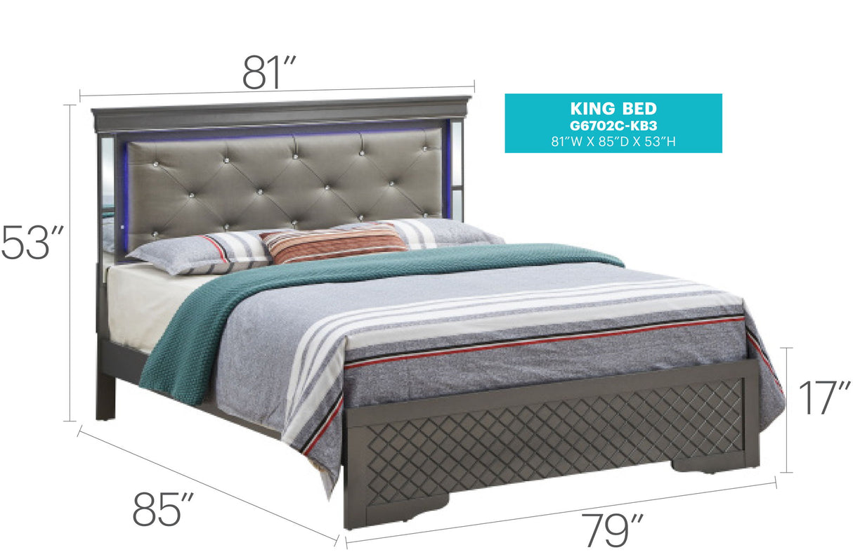 Bed With LED Light Accents Headboard - view 30