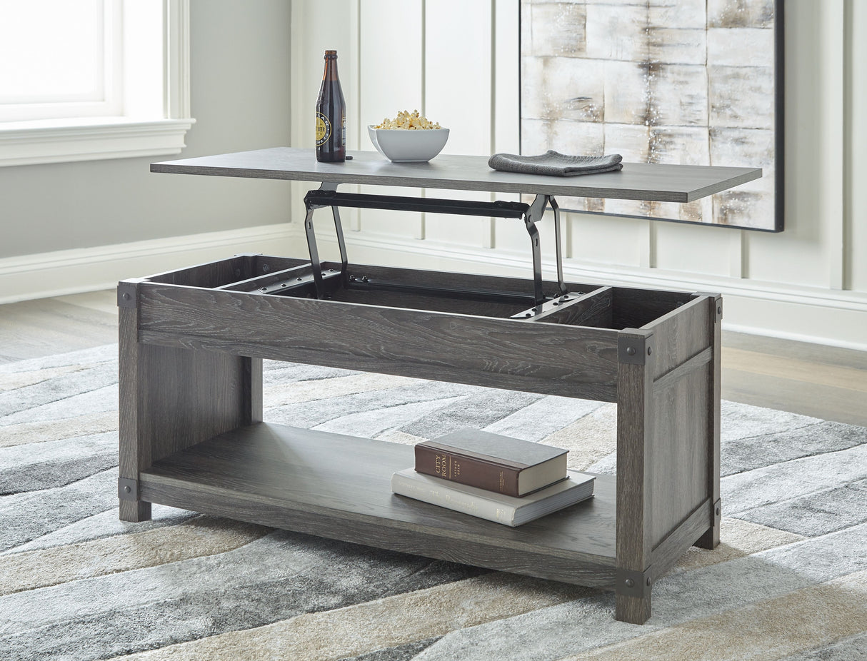 Freedan - Grayish Brown - Rect Lift Top Cocktail Table by Signature Design by Ashley® | Bel Furniture