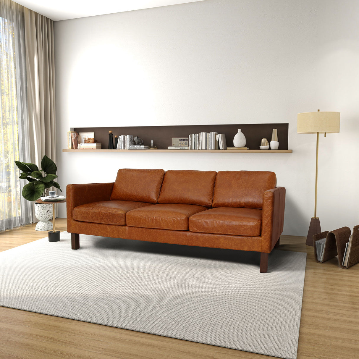Memphis - Waxy Sofa - Cognac by Ashcroft Furniture | Bel Furniture